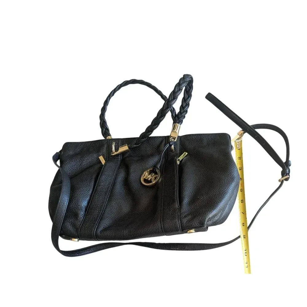 Michael Kors Black Leather Shoulder Bag Satchel Handbag - Picture 9 of 10